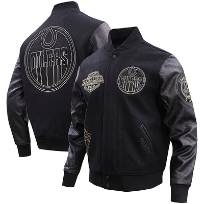 Veste universitaire entièrement zippée Pro Standard Edmonton Oilers noir et or pour hommes