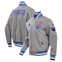 Veste universitaire à fermeture éclair complète Pro Standard pour hommes, gris, Edmonton Oilers Crest Emblem