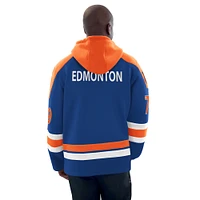 Men's Starter  Blue Edmonton Oilers Sweeper Fashion Jersey Pullover Sweatshirt