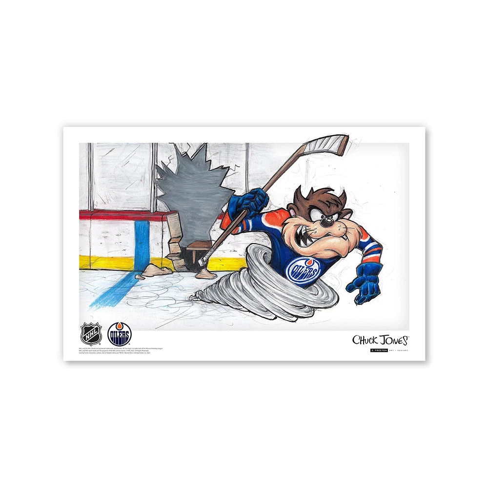 Diable de Tasmanie Edmonton Oilers Looney Tunes 11"x 17" affiche imprimée