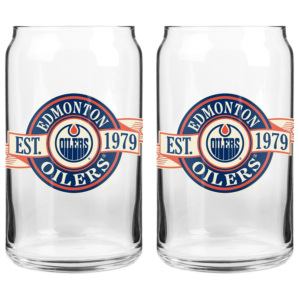 The Sports Vault Edmonton Oilers 16 oz. Two-Pack Can Glass Set