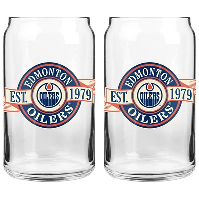 Les Oilers d'Edmonton Sports Vault 16 oz. Ensemble de deux verres à canettes