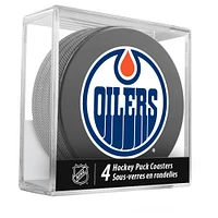 The Sports Vault Edmonton Oilers Four-Piece Puck Coaster Set