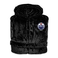 Unisex ISlide Black Edmonton Oilers Phantom Hoodie Robe & Mantra Slide Sandals Bundle