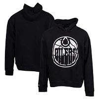 Unisex Mitchell & Ness Black Edmonton Oilers Stain Glass Oversized Pullover Hoodie