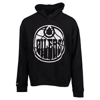 Unisex Mitchell & Ness Black Edmonton Oilers Stain Glass Oversized Pullover Hoodie