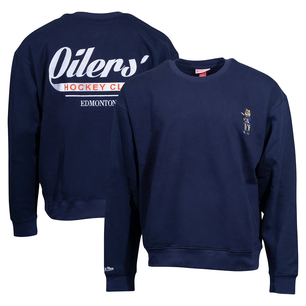 Sweat-shirt unisexe Mitchell & Ness Navy Edmonton Oilers Swag surdimensionné