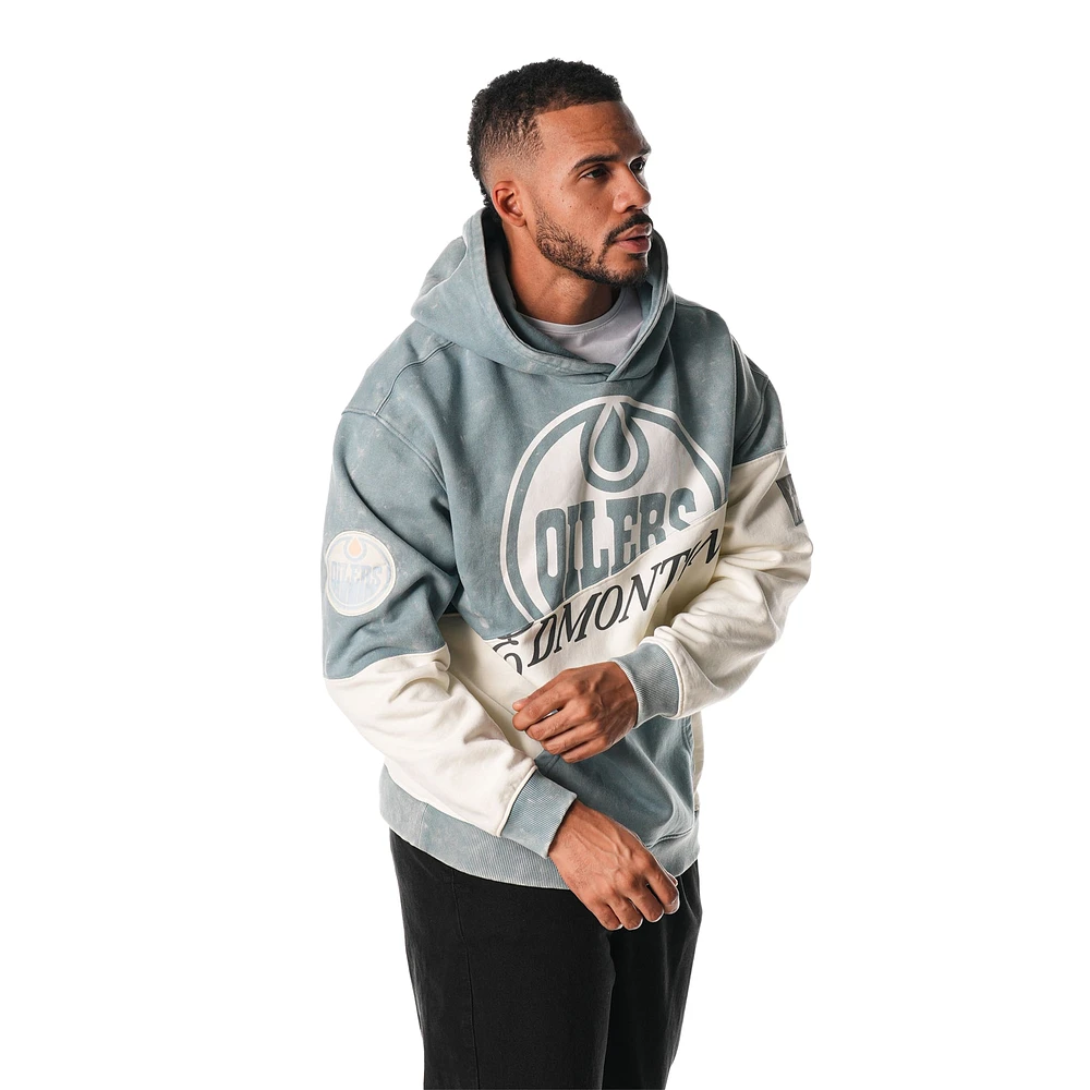 Unisex The Wild Collective  Light Blue/Cream Edmonton Oilers Split Pullover Hoodie