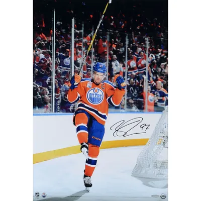 Connor McDavid Edmonton Oilers Upper Deck Autographed 16" x 24" Celebration Photograph