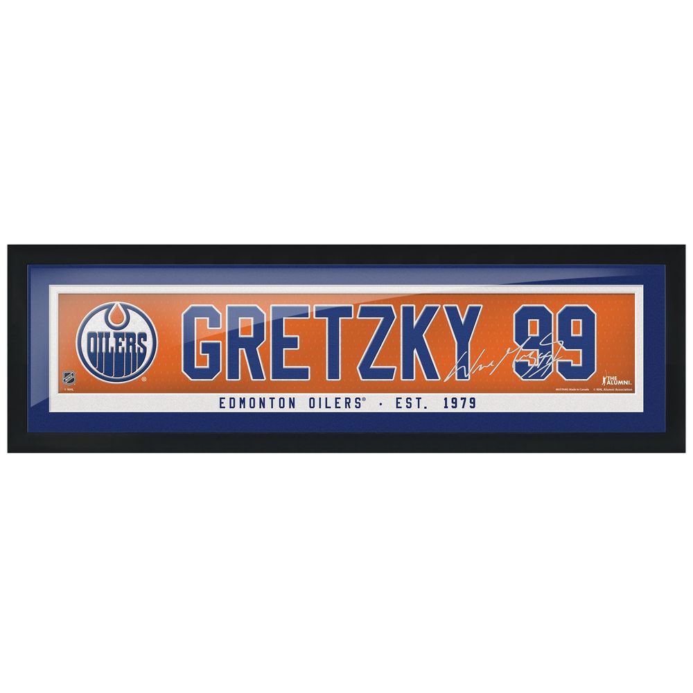 Wayne Gretzky Edmonton Oilers 6'' x 22'' Framed Replica Autograph Alumni Name - Bar