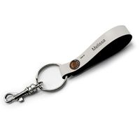 White Edmonton Oilers Personalized Leather Loop Keychain