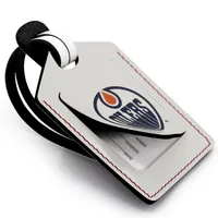 Étiquette de bagage en cuir personnalisée des Oilers d'Edmonton, blanc