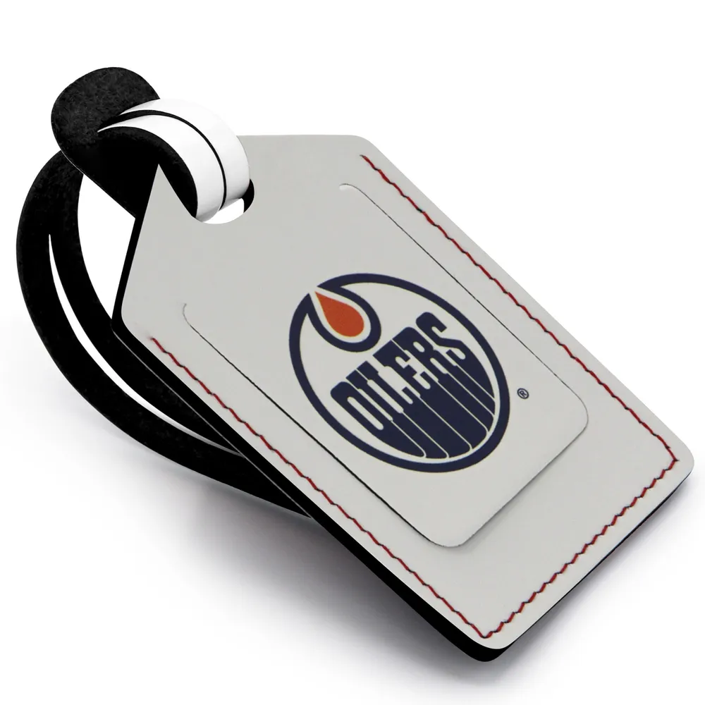 Étiquette de bagage en cuir personnalisée des Oilers d'Edmonton, blanc