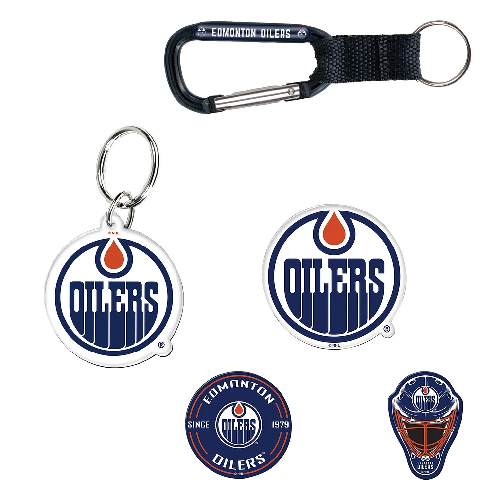 Ensemble de 5 porte-clés et aimants pour réfrigérateur WinCraft Edmonton Oilers