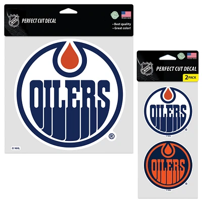 Feuille de décalcomanies WinCraft Edmonton Oilers à coupe parfaite en trois parties