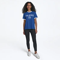 Women's DKNY Sport  Royal Edmonton Oilers Alice Tri-Blend T-Shirt