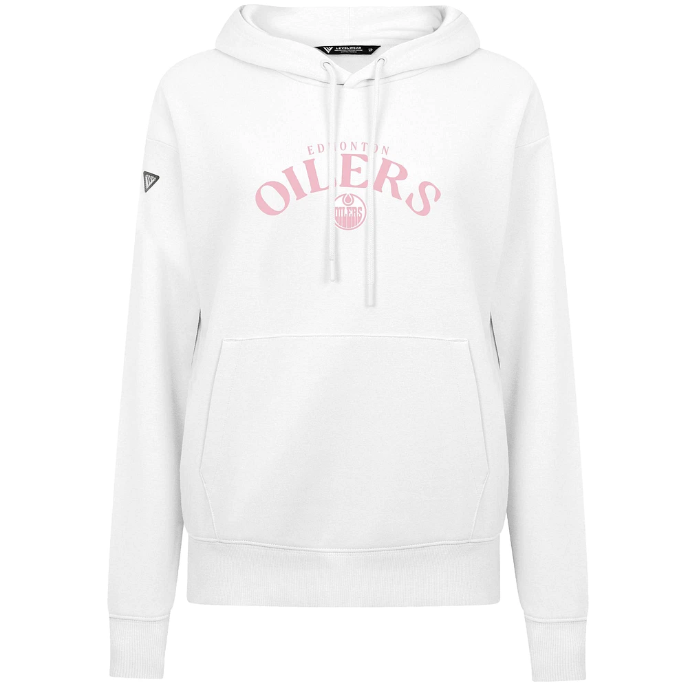 Sweat à capuche blanc pour femme Levelwear avec inscription Mother's Day Adorn des Oilers d'Edmonton