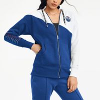 Women's DKNY Sport Navy/White Edmonton Oilers Gina Full-Zip Hoodie - Jacket