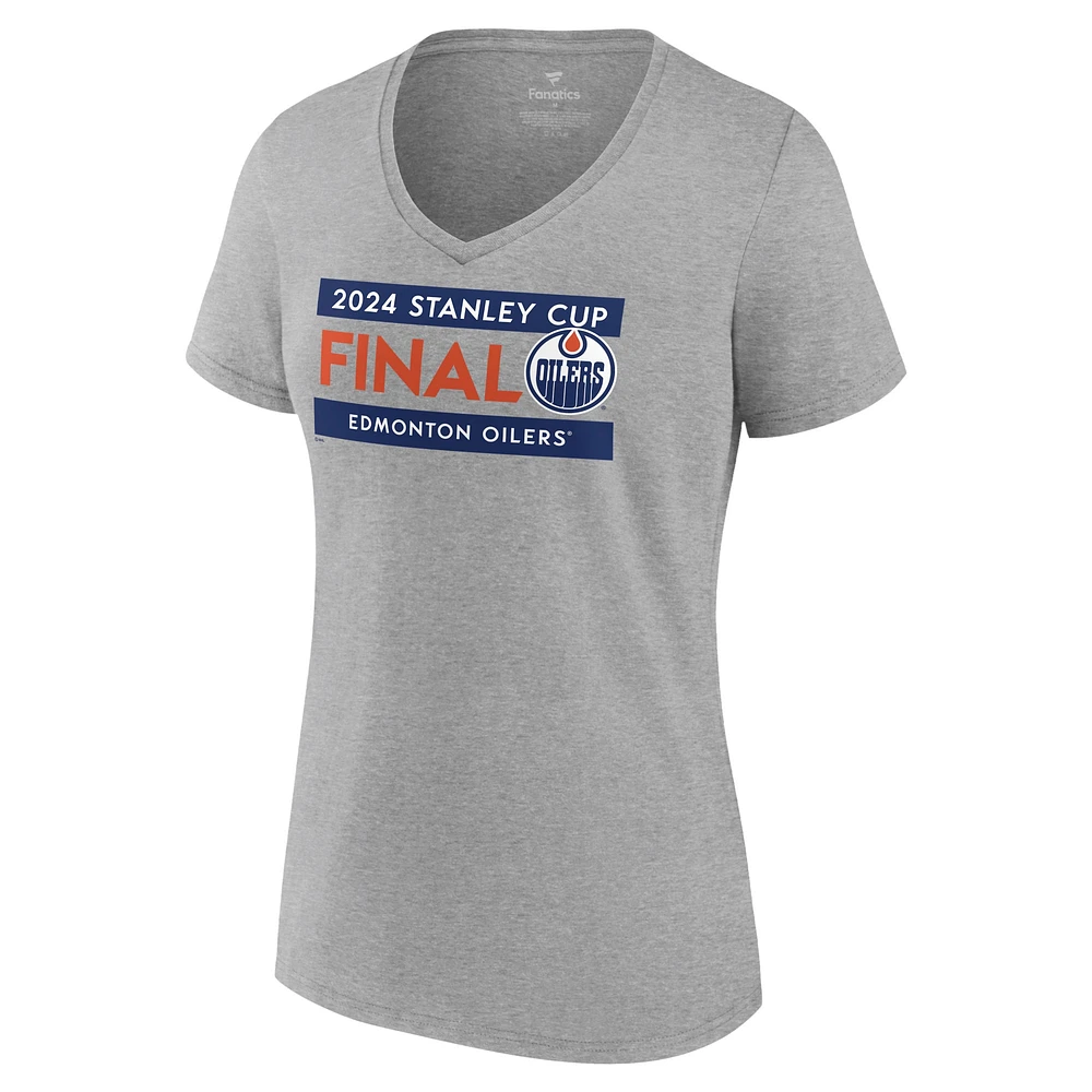 Women's Fanatics  Gray Edmonton Oilers 2024 Stanley Cup Final Roster V-Neck T-Shirt