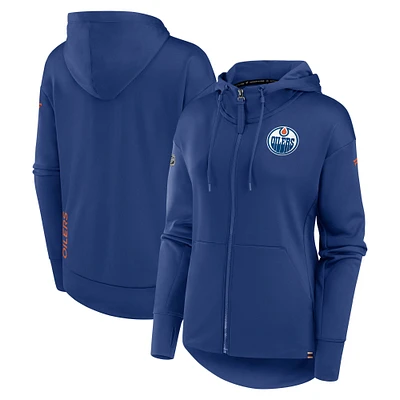 Women's Fanatics Royal Edmonton Oilers Authentic Pro Scuba Neck Full-Zip Hoodie