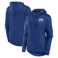 Women's Fanatics Royal Edmonton Oilers Authentic Pro Scuba Neck Full-Zip Hoodie