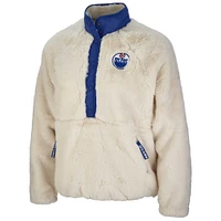 Women's G-III 4Her by Carl Banks  White Edmonton Oilers Center Field Dolman Oversized Half-Snap Jacket