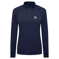 Haut à glissière quart de tour Kinetic Insignia Core Raglan bleu marine des Oilers d'Edmonton pour femme Levelwear