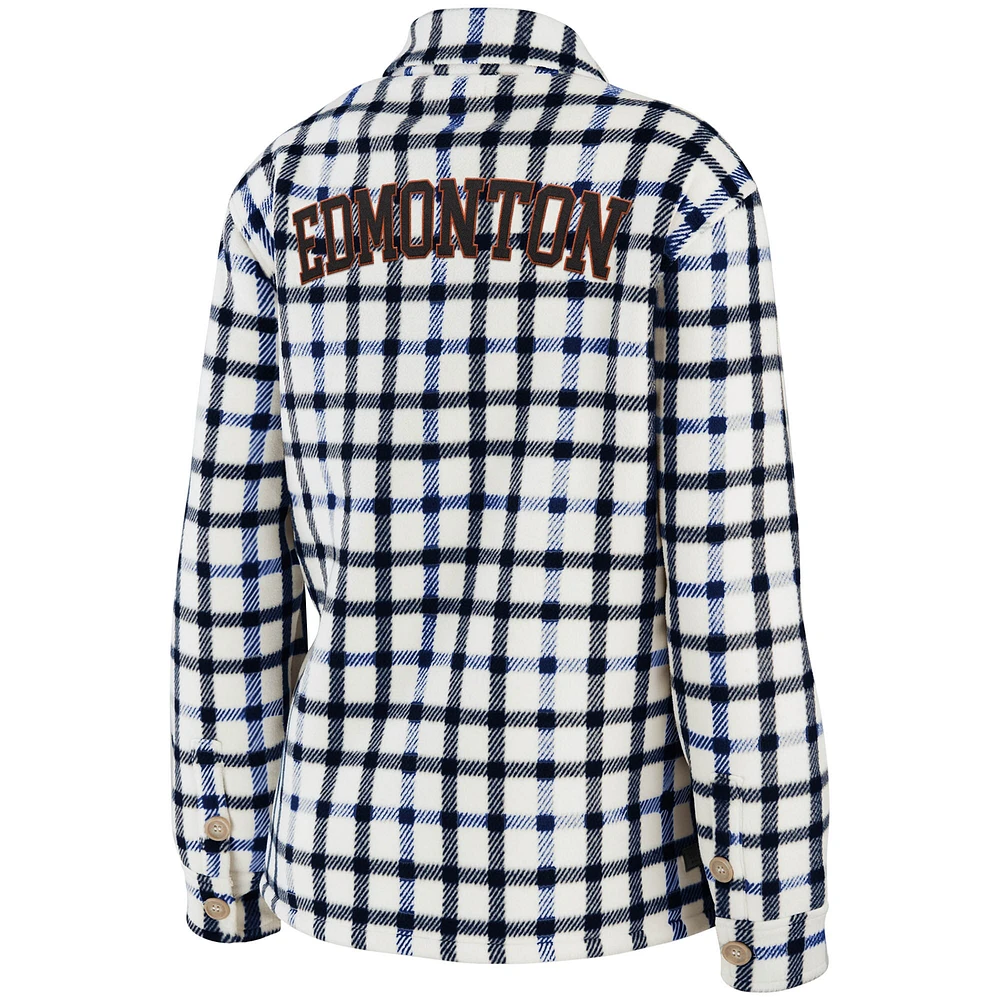 Women's WEAR by Erin Andrews Oatmeal Edmonton Oilers Plaid - Veste boutonnée