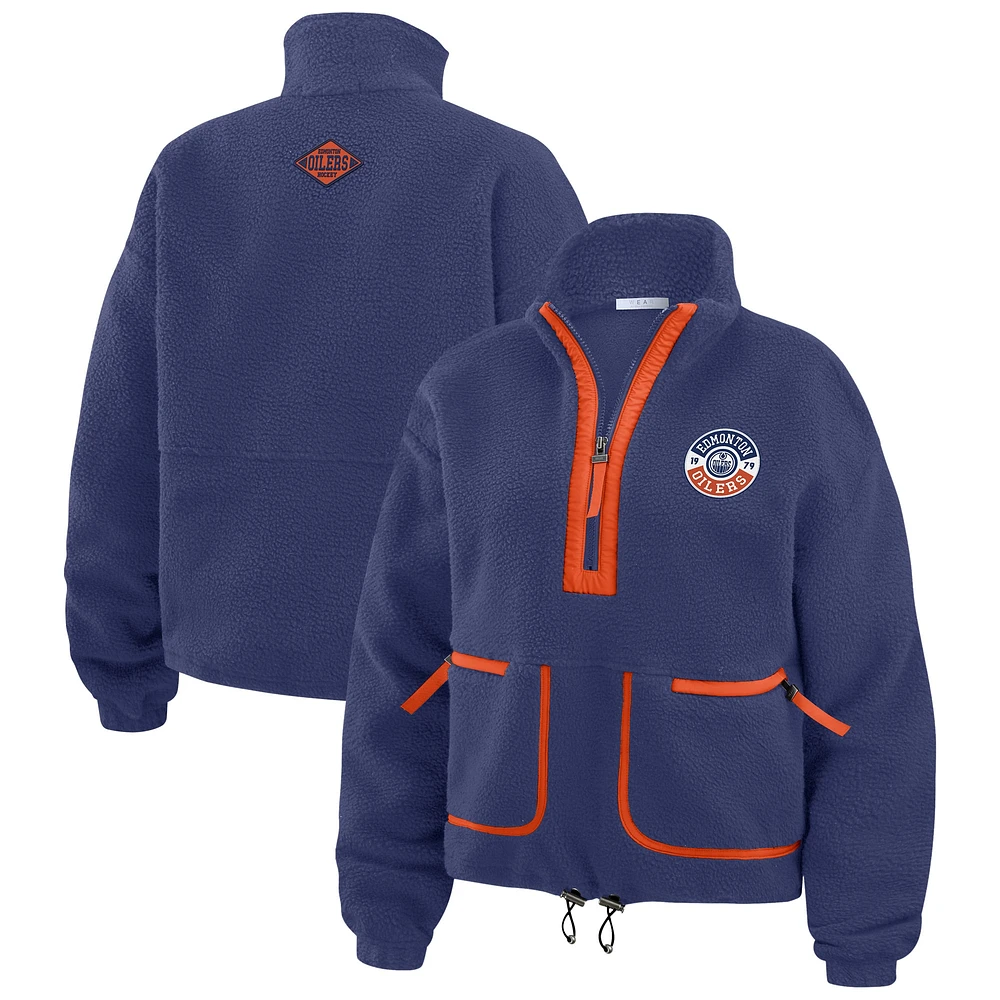 Women's WEAR by Erin Andrews  Royal Edmonton Oilers Polar Fleece Half-Zip Jacket