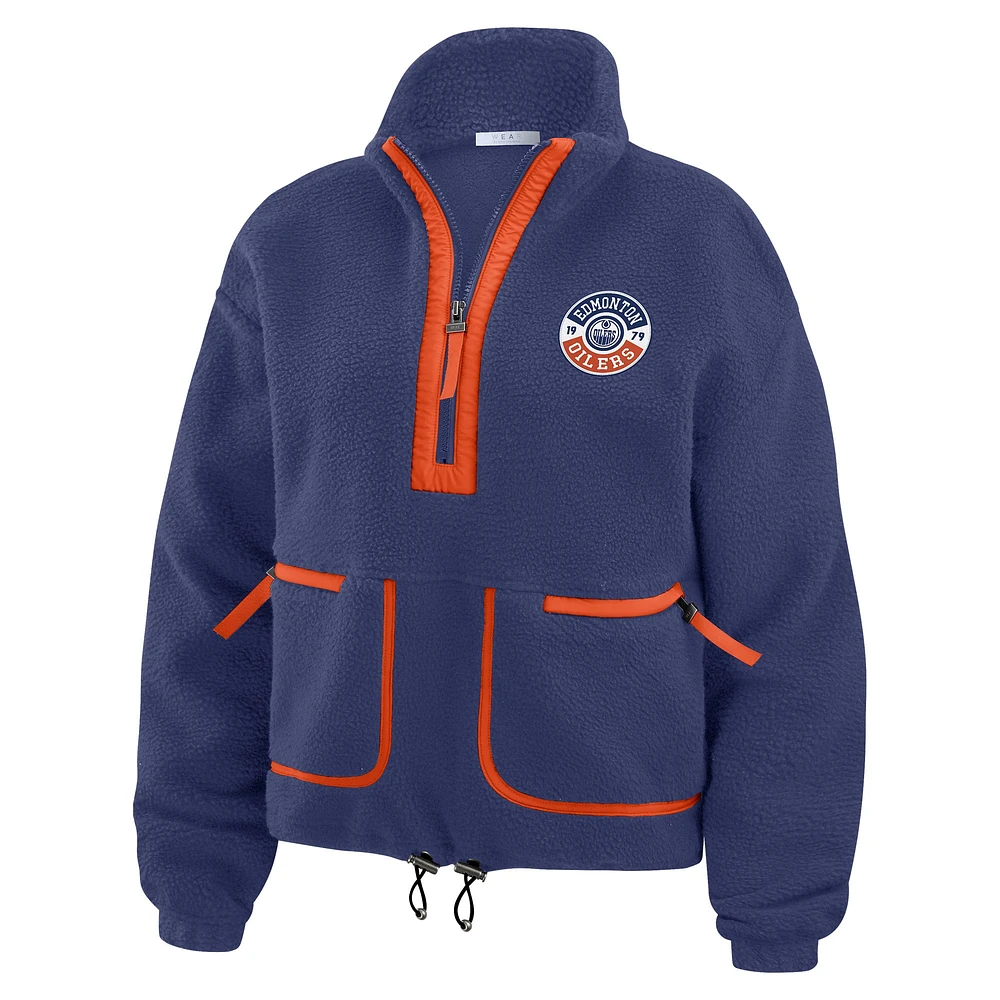 Women's WEAR by Erin Andrews  Royal Edmonton Oilers Polar Fleece Half-Zip Jacket