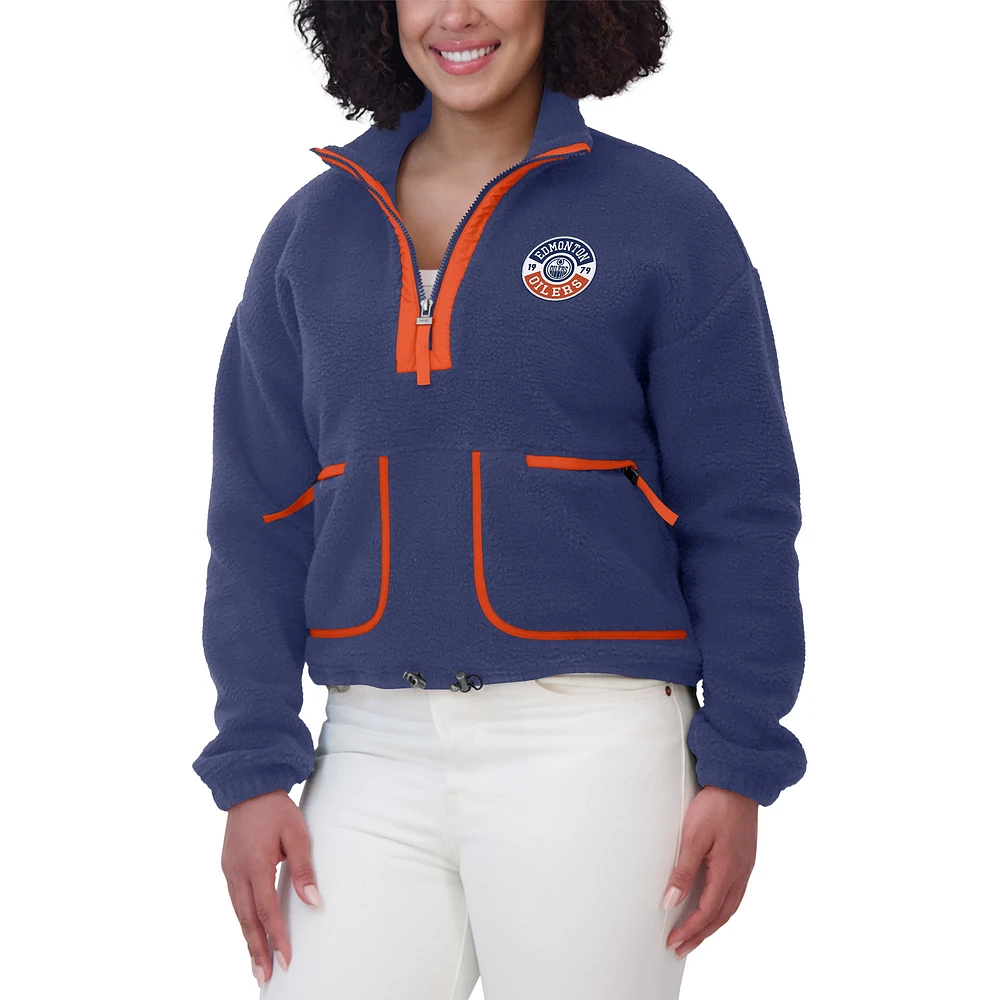 Women's WEAR by Erin Andrews  Royal Edmonton Oilers Polar Fleece Half-Zip Jacket