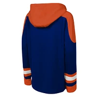 Youth Blue Edmonton Oilers Lace-Up V-Neck Pullover Hoodie