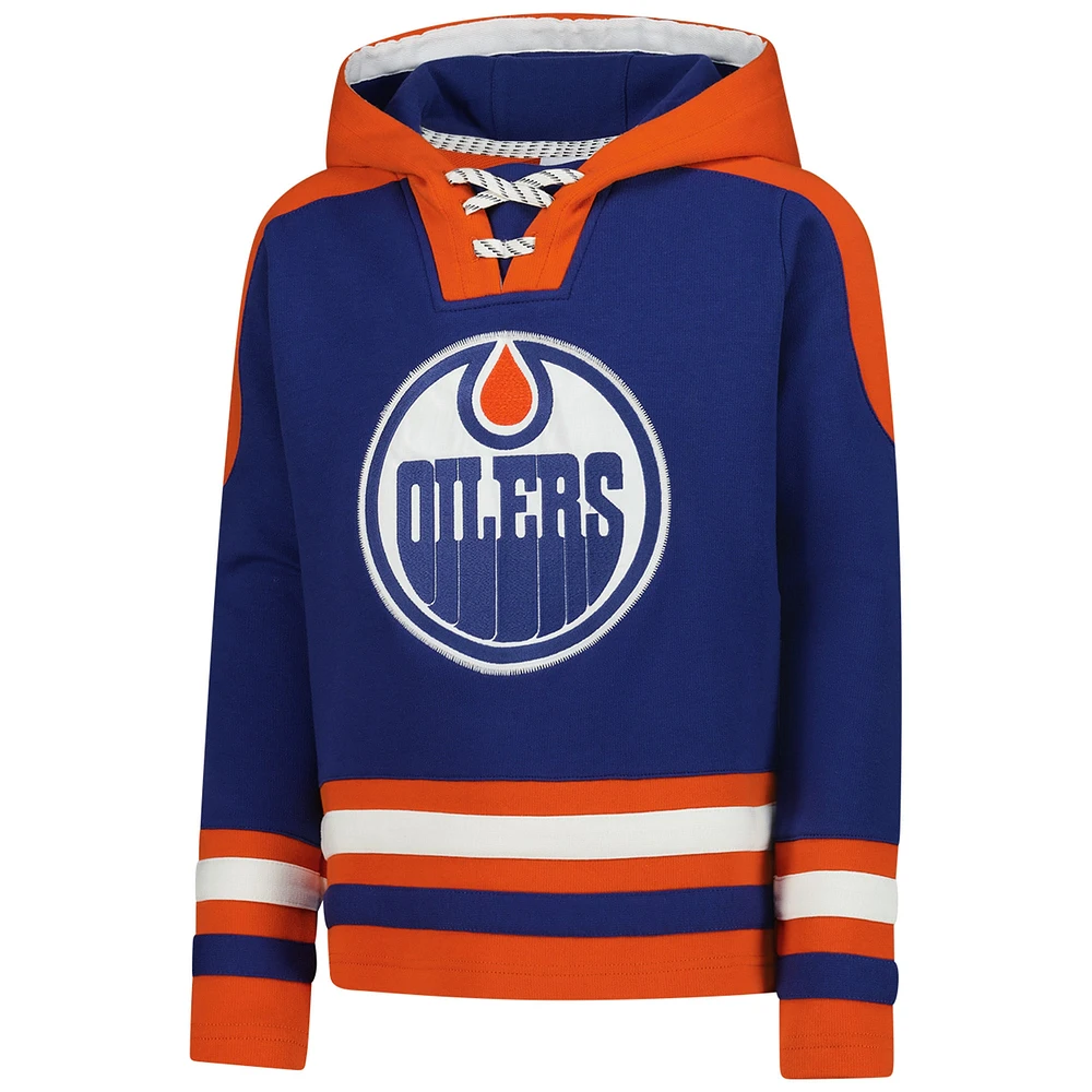 Youth Connor McDavid Royal Edmonton Oilers Ageless Must-Have V-Neck Name & Number Pullover Hoodie