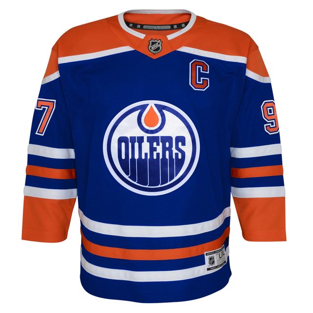 Maillot de joueur premier ministre à domicile des Royal Edmonton Oilers Connor McDavid pour jeunes