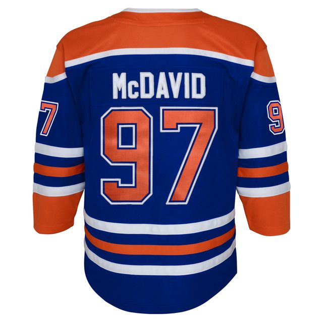 Maillot de joueur premier ministre à domicile des Royal Edmonton Oilers Connor McDavid pour jeunes