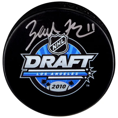 Rondelle de hockey autographiée par Zach Hyman des Oilers d'Edmonton avec le logo du repêchage 2010 de la LNH