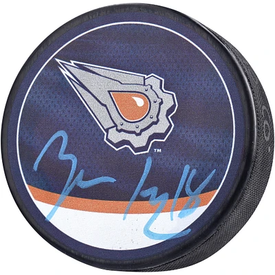 Rondelle de hockey rétro inversée autographiée par Zach Hyman des Oilers d'Edmonton 2022-23