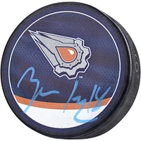 Rondelle de hockey rétro inversée autographiée par Zach Hyman des Oilers d'Edmonton 2022-23