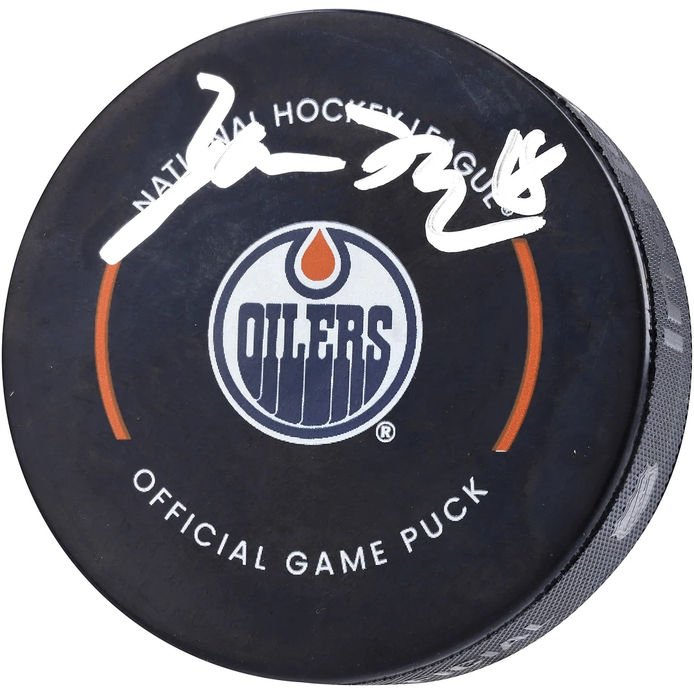 Rondelle de hockey officielle autographiée par Zach Hyman des Oilers d'Edmonton