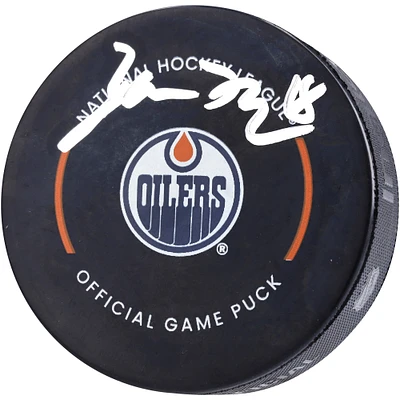 Rondelle de hockey officielle autographiée par Zach Hyman des Oilers d'Edmonton
