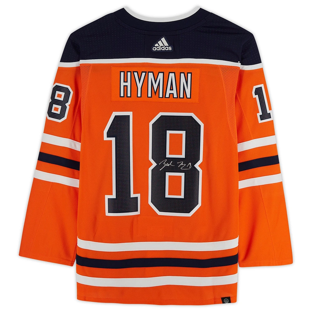 Maillot adidas authentique autographié par Zach Hyman des Oilers d'Edmonton Orange