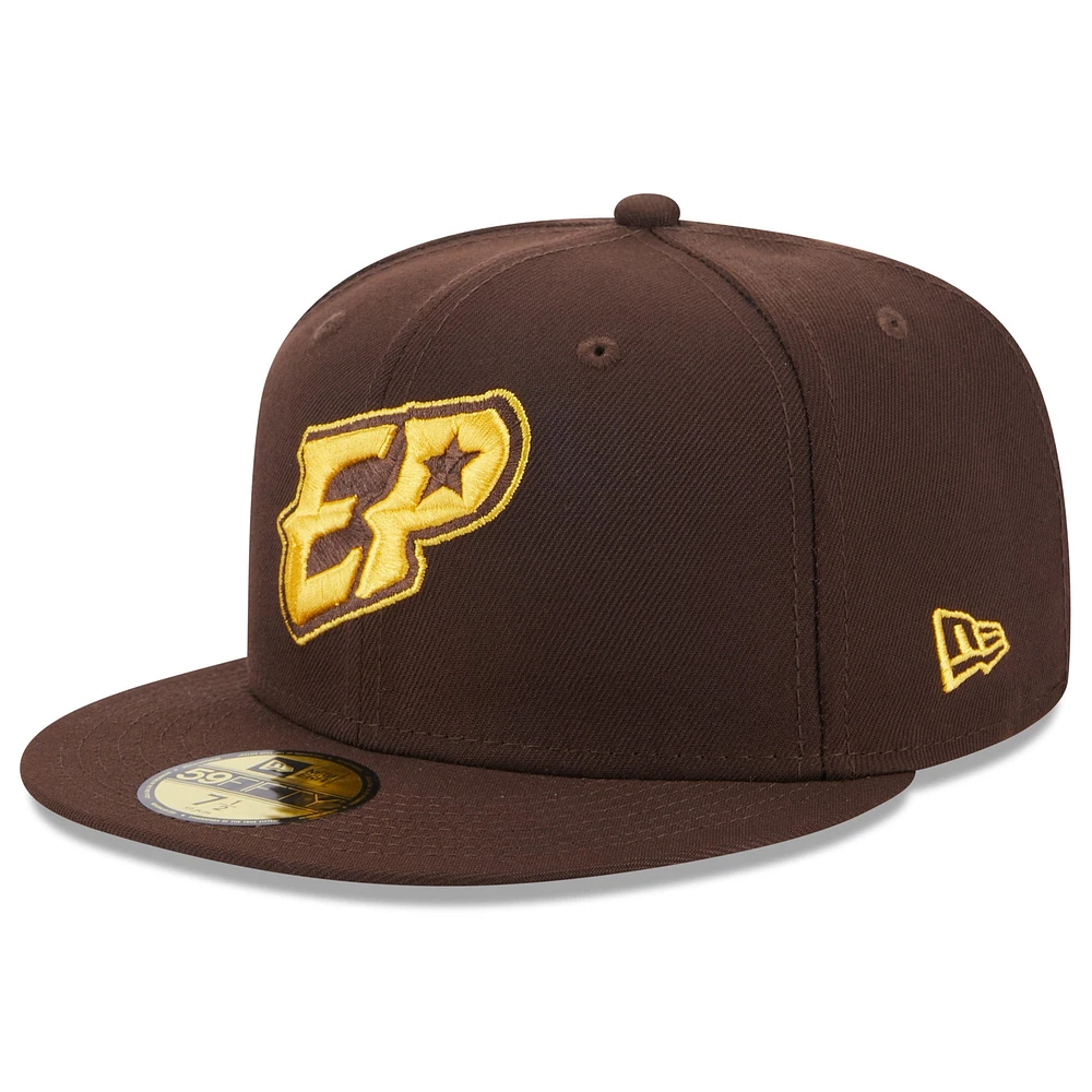 Men's New Era Brown El Paso Chihuahuas Authentic Collection Alternate Logo 59FIFTY Fitted Hat