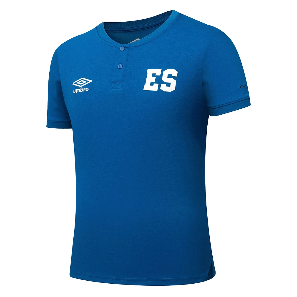 Men's Umbro  Blue El Salvador National Team Crew Neck Polo
