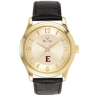 Elon Phoenix Bulova Stainless Steel Watch with Leather Band - Gold