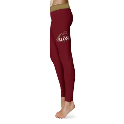 Elon Phoenix Women's Plus Solid Yoga Leggings - Maroon