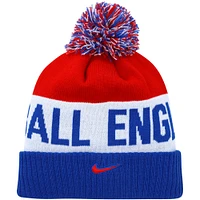 Men's Nike Blue/Red England National Team Classic Stripe Cuffed Knit Hat with Pom