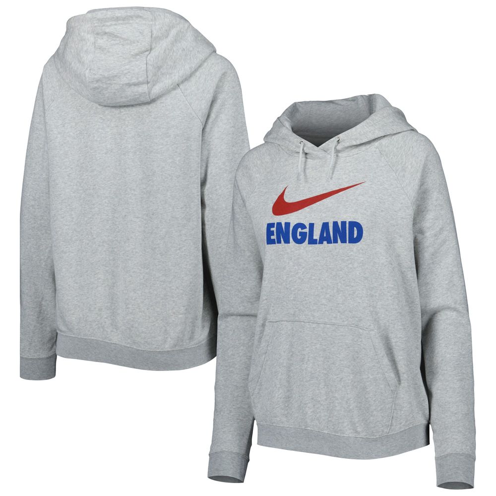 Women's Nike Heather Gray England National Team Lockup Varsity Fleece Raglan Pullover Hoodie