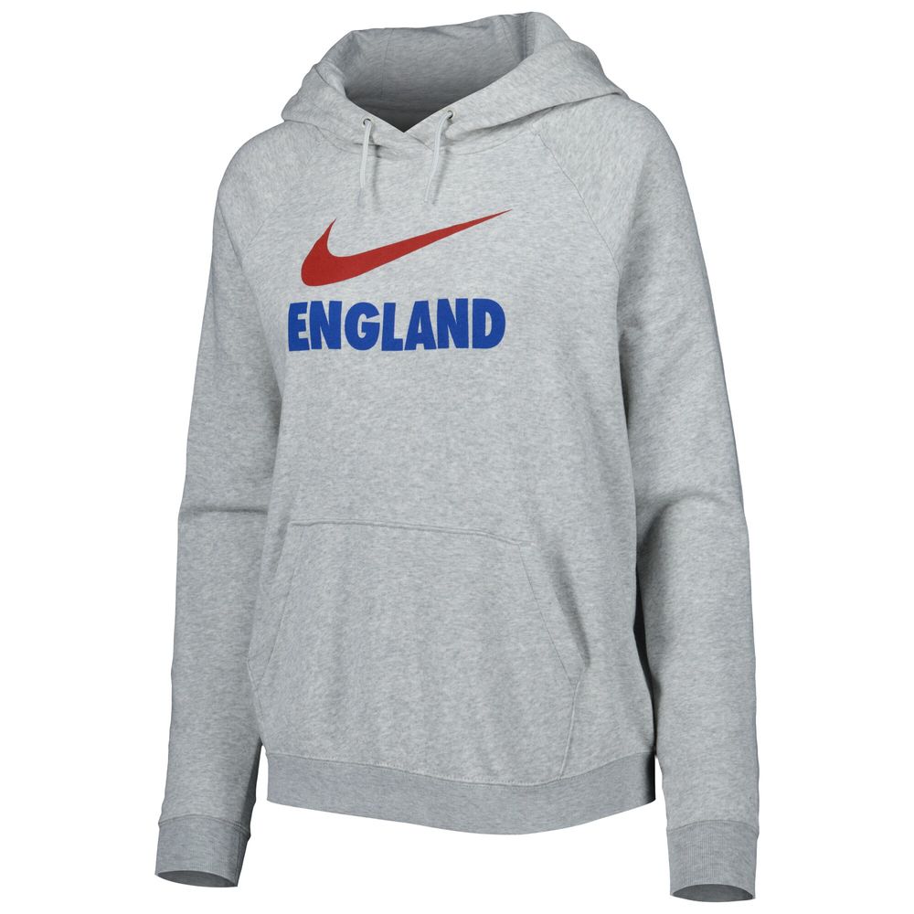 Women's Nike Heather Gray England National Team Lockup Varsity Fleece Raglan Pullover Hoodie