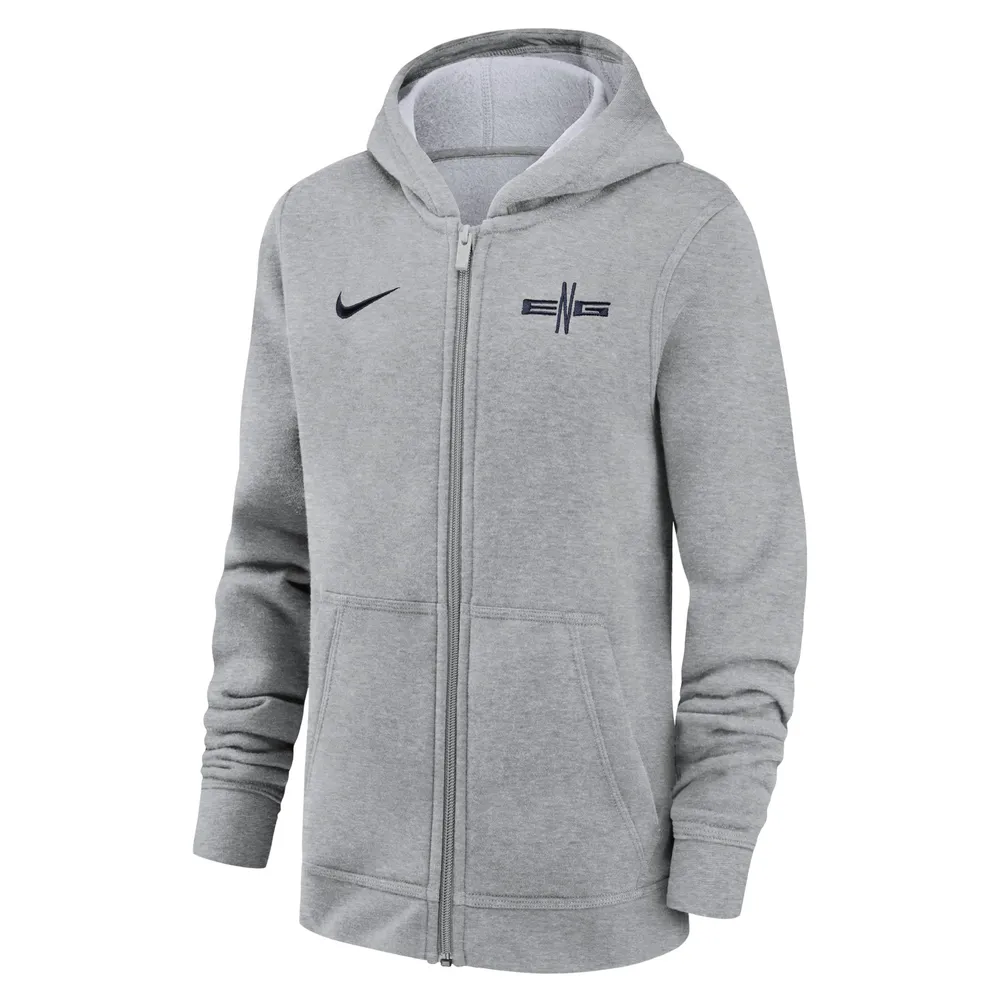 Youth Nike Gray England National Team Logo Club Full-Zip Hoodie