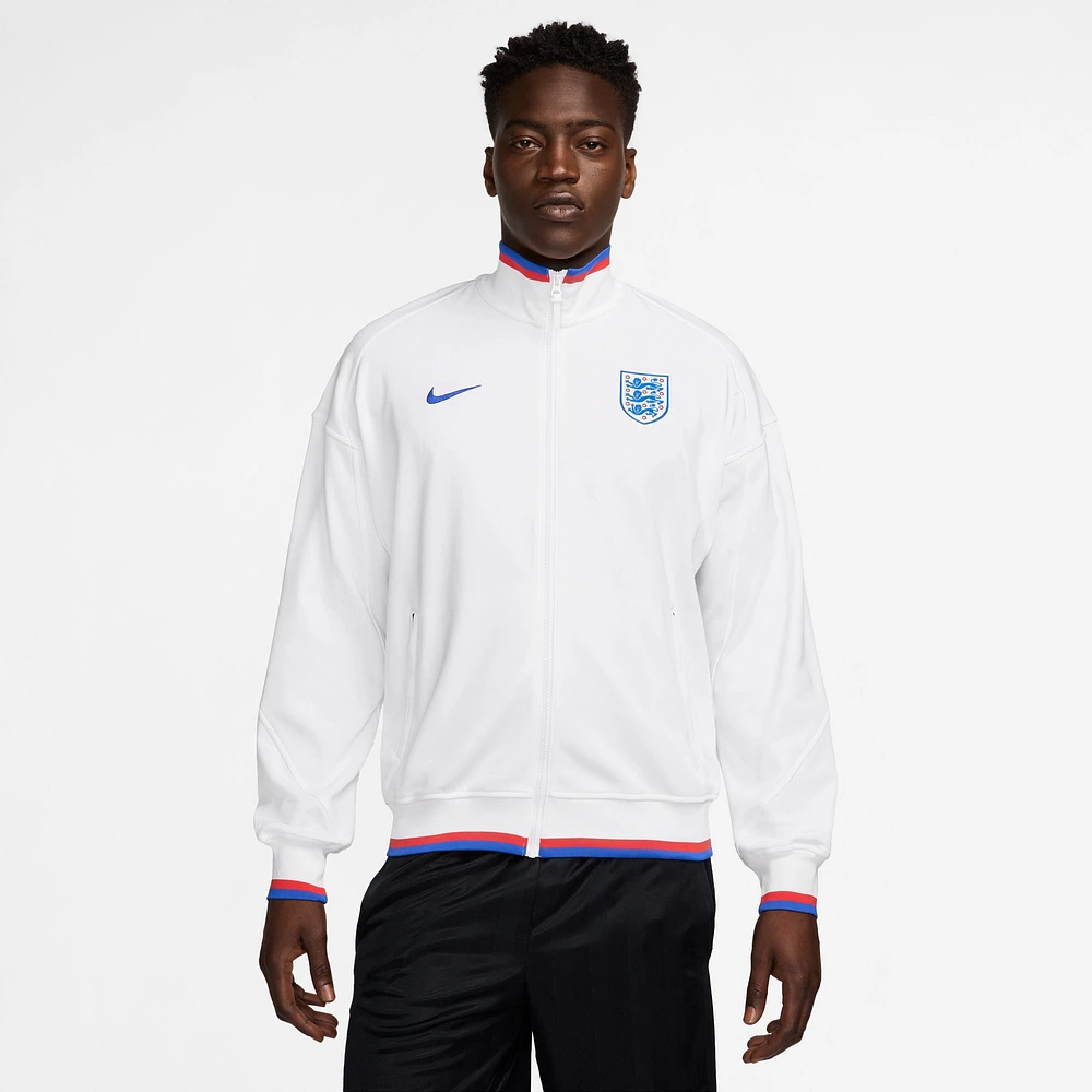 Veste Nike blanche pour homme de l'équipe nationale féminine d'Angleterre 2025 Academy Pro Performance Anthem entièrement zippée